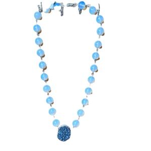Blue Druzy and Opalite necklace handmade one of a kind